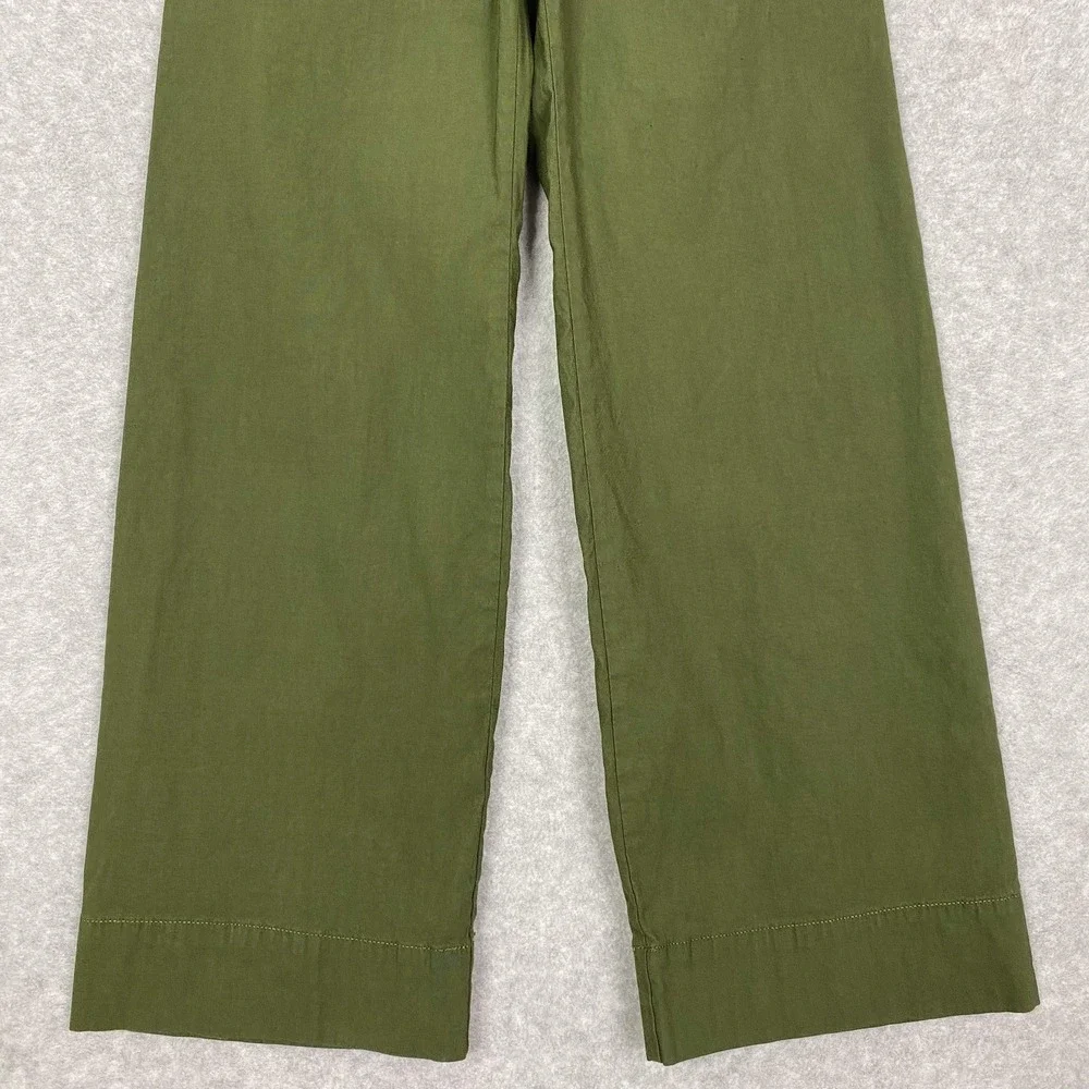 Anthropologie Maeve Green The Colette Wide Leg Linen Blend Crop Pants Size 23 - Picture 3 of 13